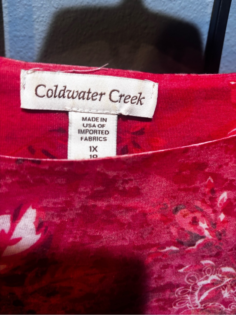 Coldwater Creek Plus size 1X Red and White Floral Print Top